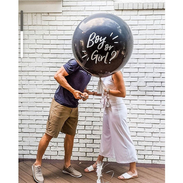5PCS Gender Reveal Jumbo Balloons 90CM Baby Shower Boy Girl Reveal Party Set