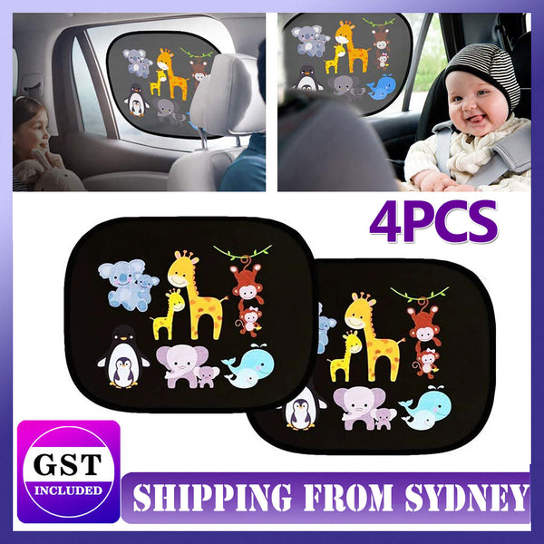 4X Animal Universal Car Side Window Sun Shade Visor UV Protector For Baby Kid AU