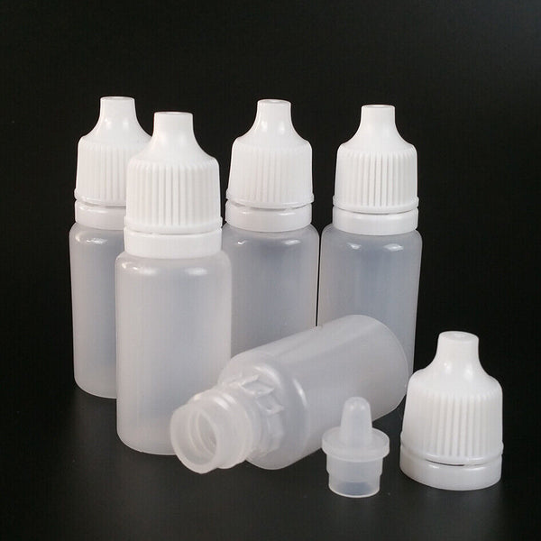 100pcs 5ml Empty Plastic Dropper Bottle Squeezable Drop Liquid Container Clear