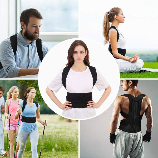 Full Back Posture Corrector Adjust Lumbar Shoulder Support Brace Belt Women Men