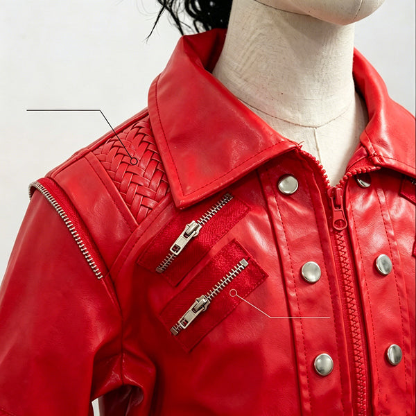 Kids Michael Jackson Cosplay Costume Performance Outfit Red Jacket Book Week