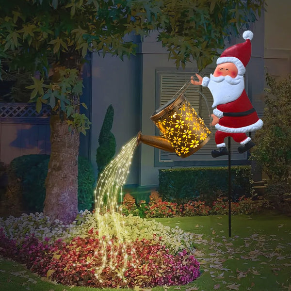 Solar Santa watering can light - a great Christmas gift idea