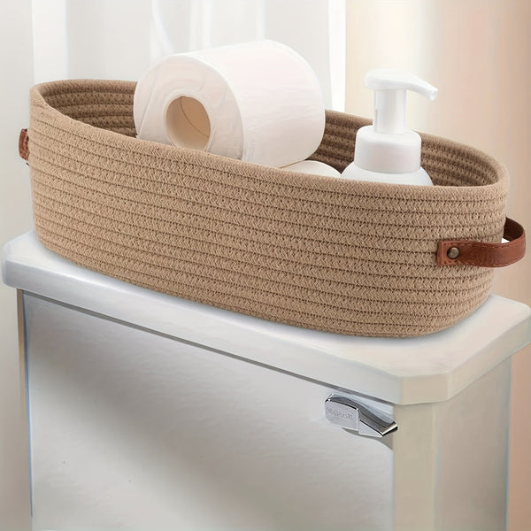 Cotton Rope Woven Storage Basket | Snack Toy Laundry Nursery Organizer with Handles