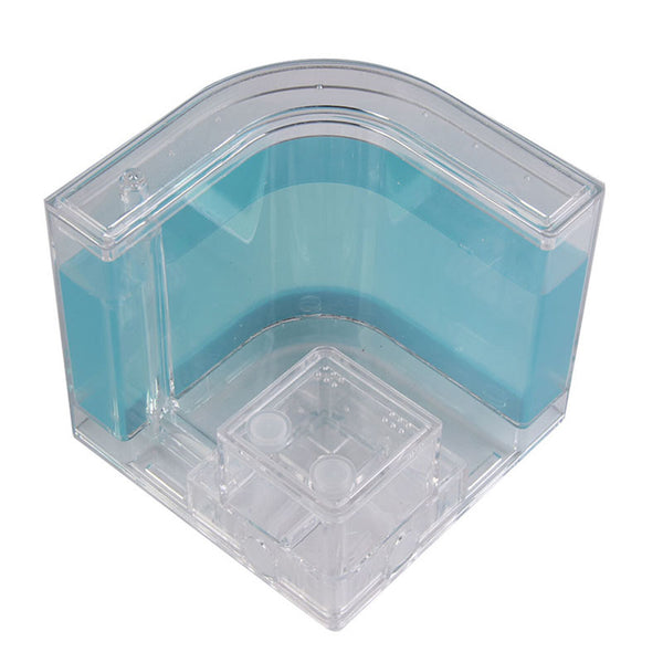 Blue gel ant farm kit with curved habitat and maze room on a white background