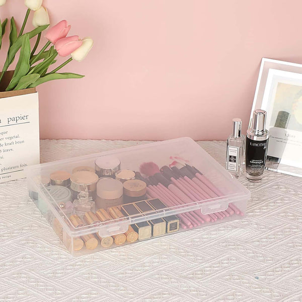 Clear Plastic Storage Boxes with Flip-Top Lid | Office Craft Organizer Container