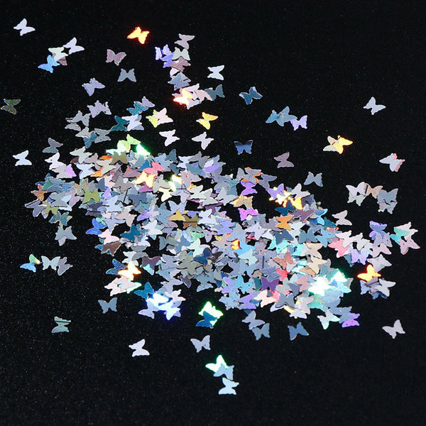 2PCS 12 Grids Butterfly Shape Nail Flakes 3D Holo Laser Glitter Sequin Nail Deco