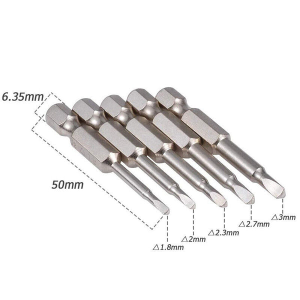 5Pcs Magnetic Steel Triangle Head Screwdriver Bit 50mm S2 Steel 1/4 Hex Shank AU