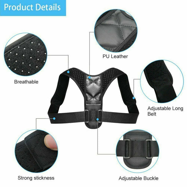 2X Posture Corrector Women Men Shoulder Brace Back Support Strap Belt Adjustable