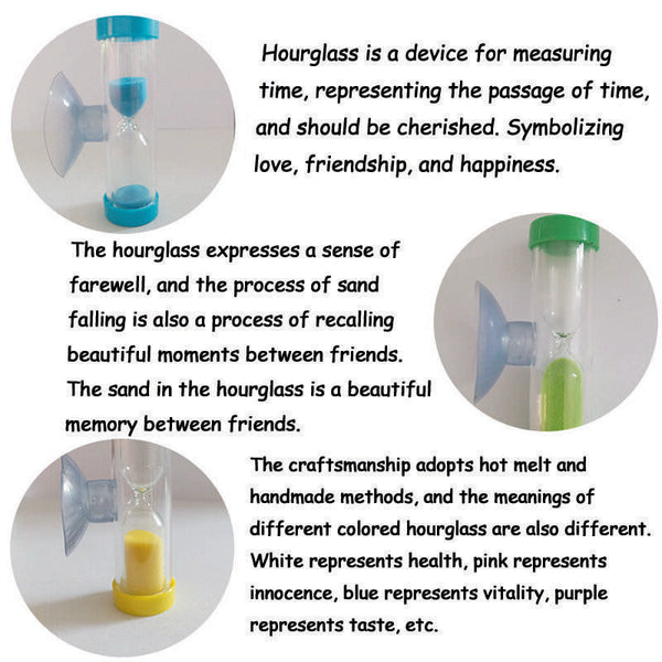 6X Suction Cup Hourglass for Tooth Brushing Shower Timer Suction Cup Count Down