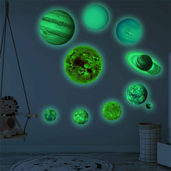 Glow In The Dark Wall Sticker Luminous Solar System Space Planet Room Decal New