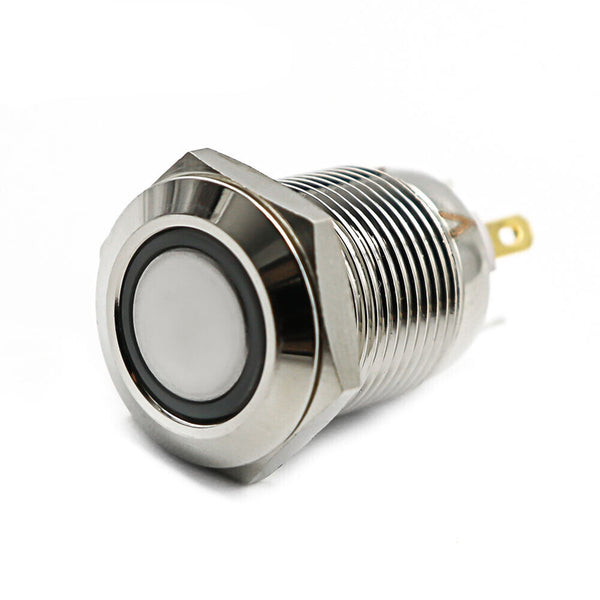 4 PCS 12V 12mm Car Boat Push Button Metal Latching Switch LED Light Waterproof
