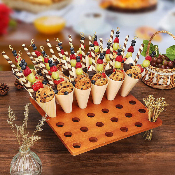 Wooden Square Ice Cream Shelf with Holes Storage Display Rack Wooden Wall Shelf