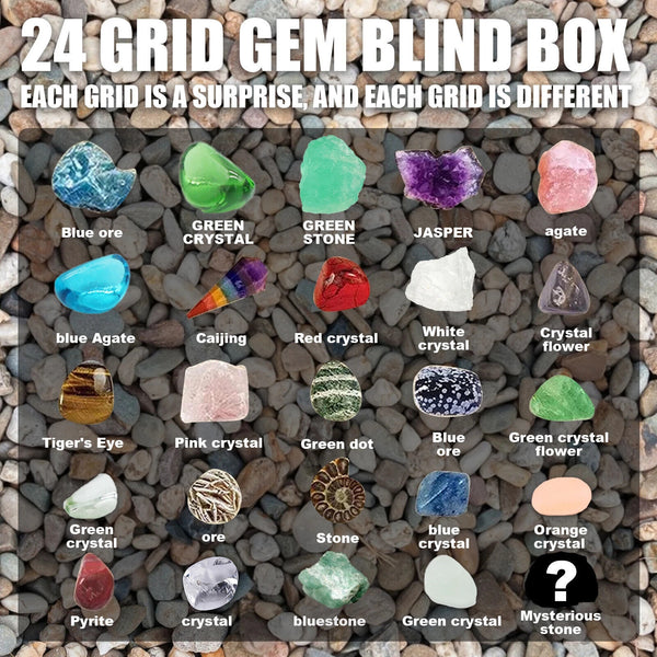 2024 Christmas Advent Calendar Xmas Blind Box Rock Ore Mineral Fossil Stone Kit