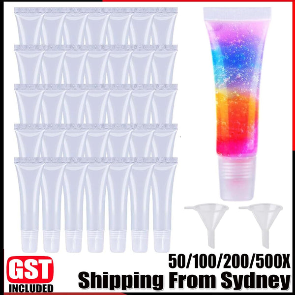 50-500X10ml Empty Tubes Lip Gloss Balm Sunscreen Cream Clear Cosmetic Containers