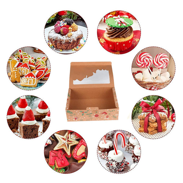 3-24PCS Baking Gift Box Kraft Christmas Cookie Candy Boxes Bakery Gift Boxes