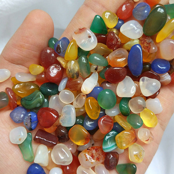 200G 7-9mm Mixed Agate Crystal Chips BULK Grade Natural Gemstone Polished Mini