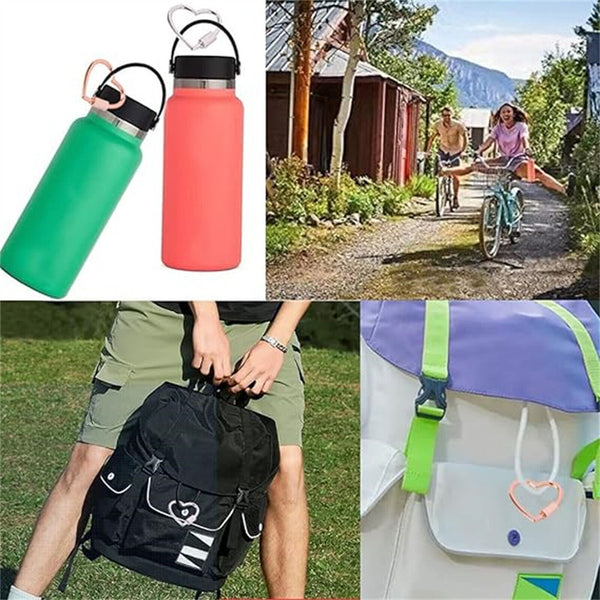 2 PCS Heart Shape Carabiner Clip Metal Open Buckles Clasp Spring Keyring Camping