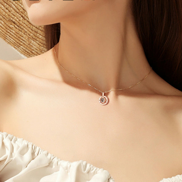 2pcs I LOVE YOU in 100 languages Pendant Necklace For Memory of LOVE Xmas Gift