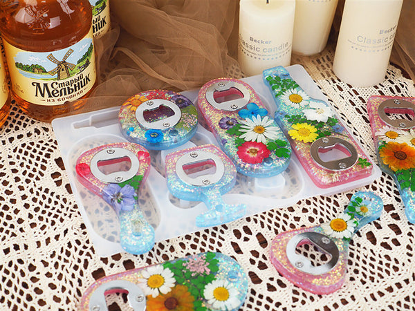 Silicone Beer Bottle Opener Mould DIY Set Epoxy Resin Casting Craft Making Mold