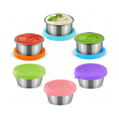 12pcs Stainless Steel Sauce Containers with Silicone Lids | Mini Airtight Food Storage Cups