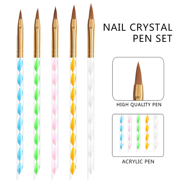 10x Nail Art Acrylic Brushes Set Size 2 4 6 8 10 Gel Drawing Polish Pen Kit New