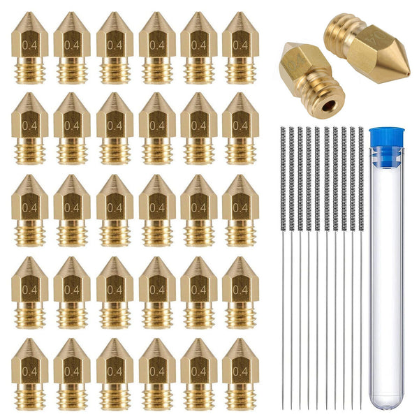 20pcs 0.4mm MK8 3D Printer Brass Nozzles Extruder 5x Nozzles Cleaning Needles