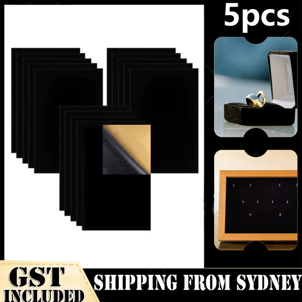 5x Black Felt Fabric Adhesive Sheets Multipurpose Velvet Sheet Sticky Glue Back