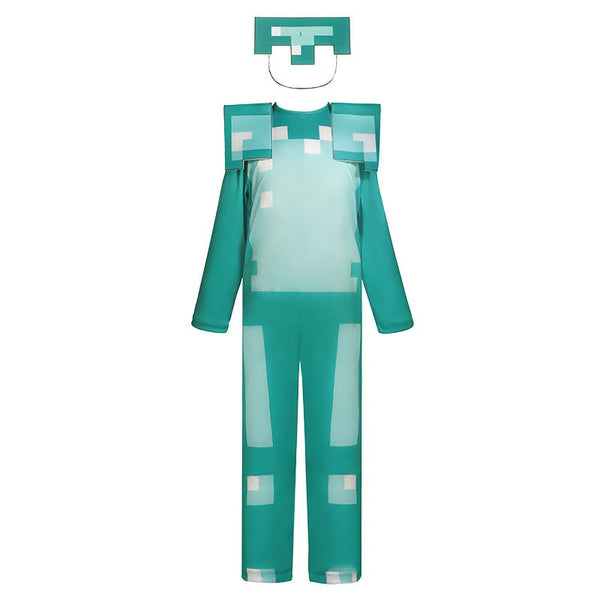 Minecraft diamond armour costume stretch fabric close up detail