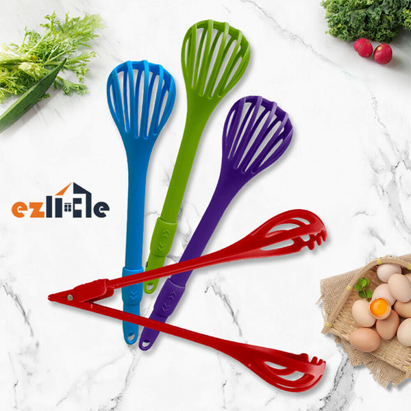 Multifunction Egg Beater Rotary Kitchen Food Tongs Whisk Mixer Egg Mixer Tool
