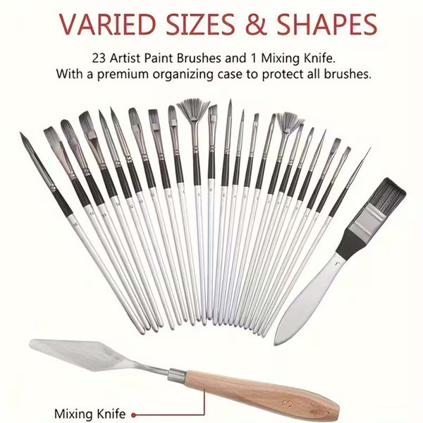 48PCS Artist Paint Brush Set Nylon Brushes for Acrylic Watercolour Oil Painting