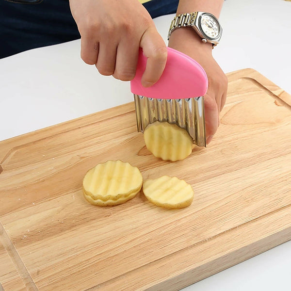 2x Stainless Steel Crinkle Cutter Wavy Vegetable Potato Chip Slicer Knife Blade