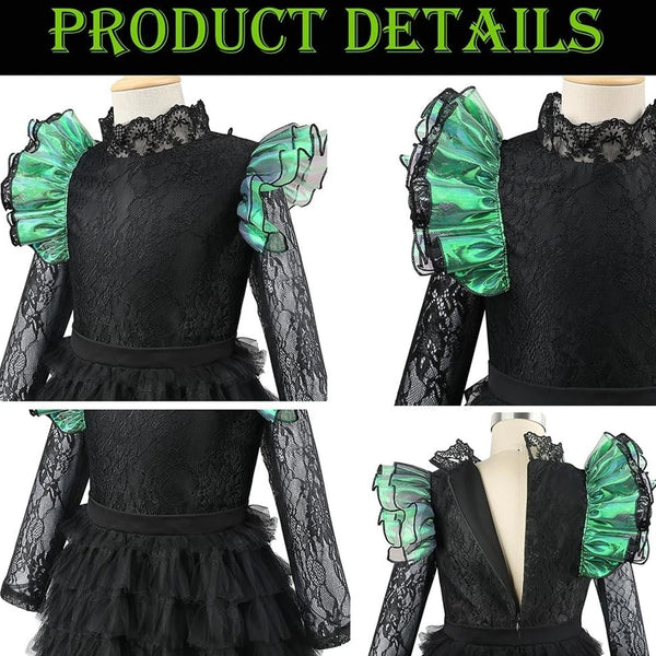 Elphaba witch costume dress and cape detail - Lets Party