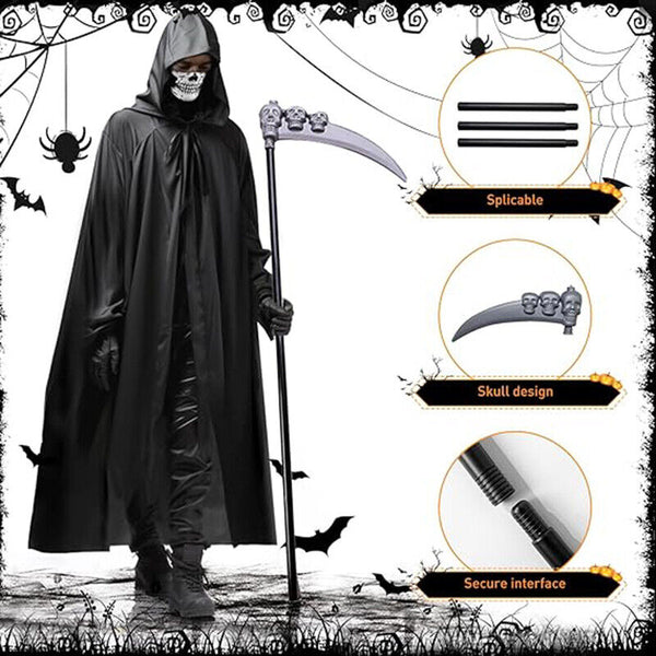 Halloween Grim Reaper Costume Scary Ghost Costumes with/Glowing Eyes- Adult Kids