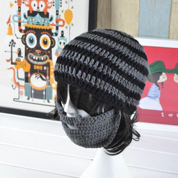 New Knit Hat Crochet Unisex Mustache Warm Face Beard Winter Hat Mask Beanie Ski