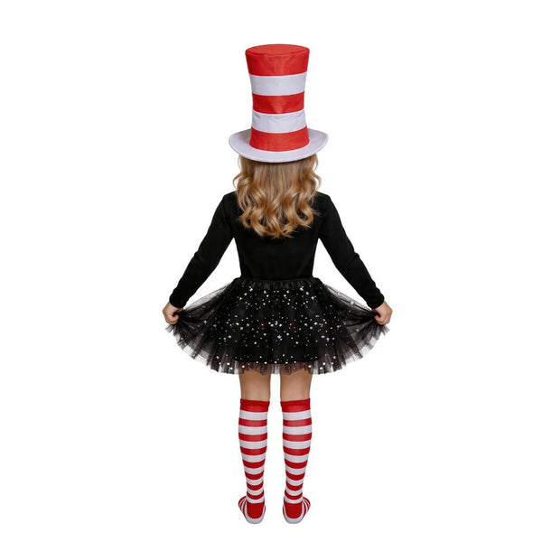Kids The Cat in The Hat Cosplay Dr.Seuss Costume Cat Outfit Set Girls TUTU Dress