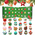 Kids advent calendar with 24 mini Christmas figures laid out below the open calendar