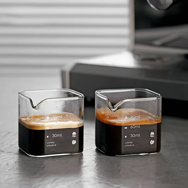 4 Piece Glass Measuring Cup Set – 500ml and 90ml Measuring Beakers with Handle and V Spout