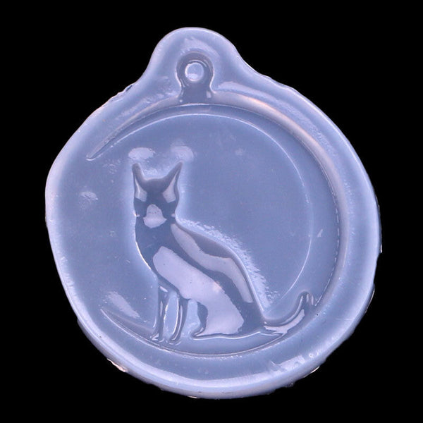 Moon Cat Silicone Pendant Mold Jewellry Making Resin Mould Epoxy Casting Craft A
