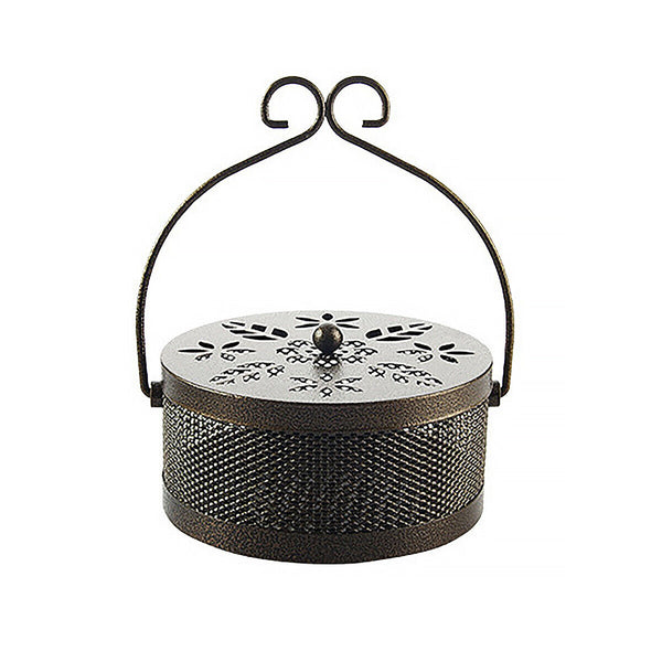 Fireproof Wrought Iron Mosquito Coil Holder with Cover for Indoor Outdoor Use