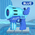 Blue winged bubble gun for kids with bubble bottle