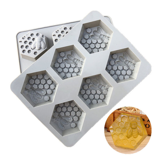 UP 4PCS Soap Mould Silicone mooncake Design Honey Bee 6 Cavity Ice Cube Mold AUS