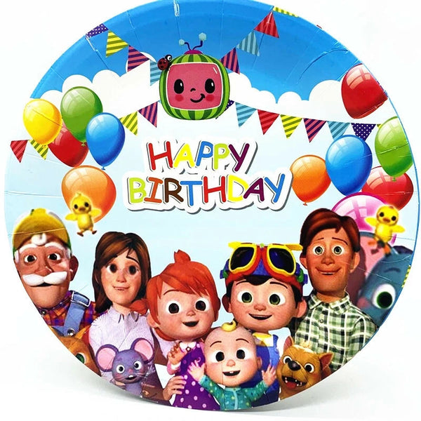 Cocomelon  Tableware Party Supplies Kids Birthday Banner Topper Balloon Plate