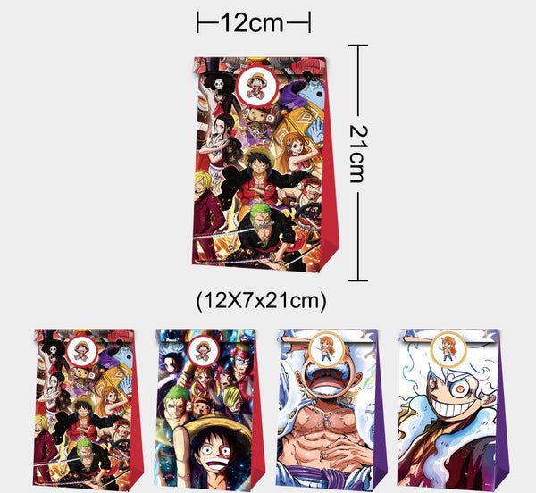 12PCS One Piece Paper Party Loot Lolly Bag Stickers Birthday Party Favour