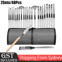 Paint Brush Set 48 Piece - Nylon Artist Brushes with Zip Carry Case