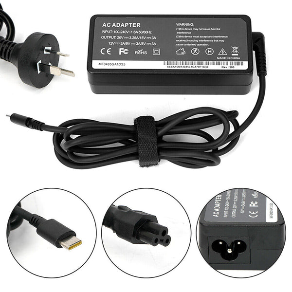 2pcs 65W USB-C Type-C Adapter Laptop Charger For Lenovo ThinkPad Acer Dell HP AU
