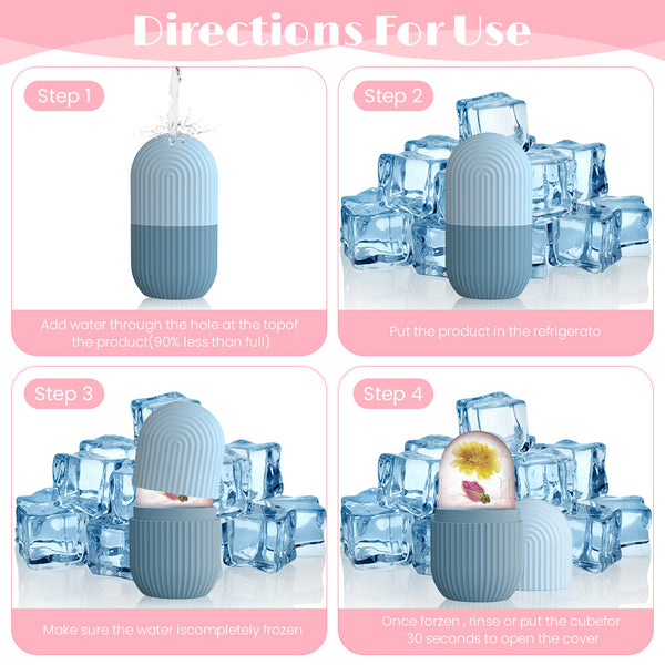 2PCS Silicone Ice Face Massager Facial Ice Mold Reusable Cooling Skincare Tool