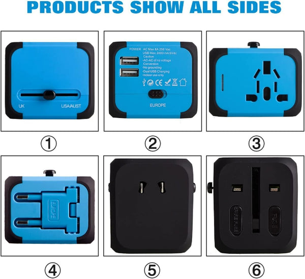 Universal World Travel Adapter 2 USB Charger US/UK/EU/AU Plug Converter 100-240V