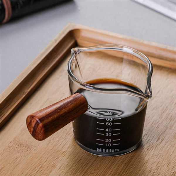 2X Glass Espresso Cup Double Mouth Milk Coffee Mug Shot Measuring Cup 70+75ML
