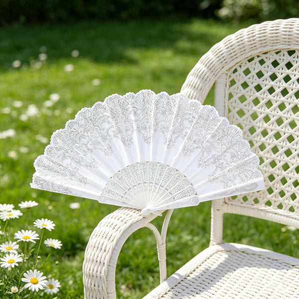 10PCS White Folding Hand Fans Wedding Party Dance Costume Decoration Accessories