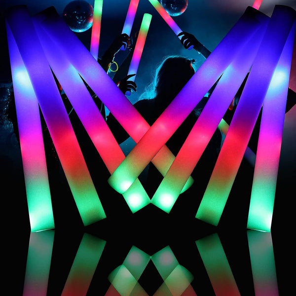 50PCS LED Foam Sticks RGB Thunder Wand Glow Sticks Flashing Light Rave Party AUS